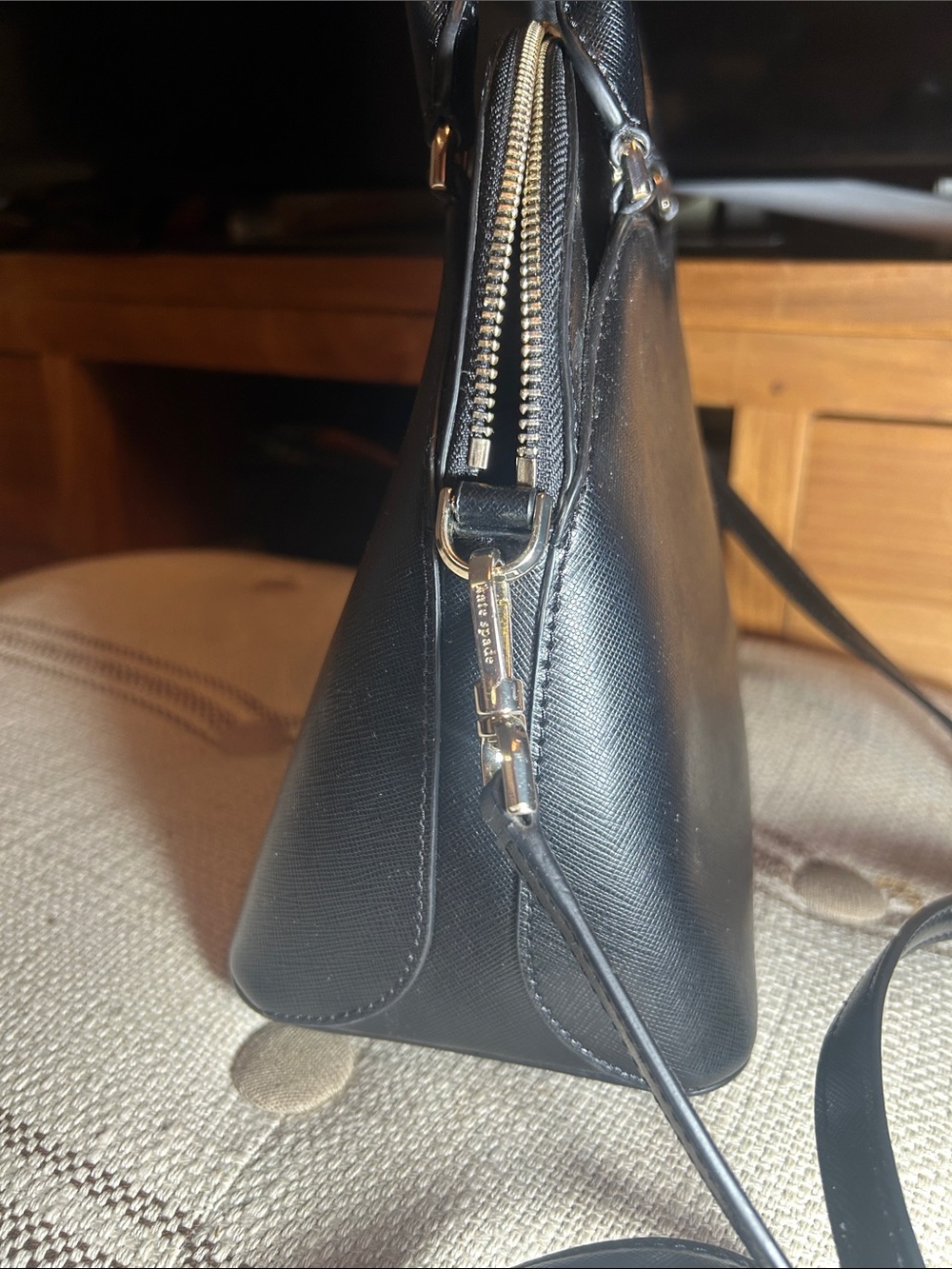 Kate Spade Black Structured Dome Satchel with Removable Strap, Like New - Picture 4 of 8